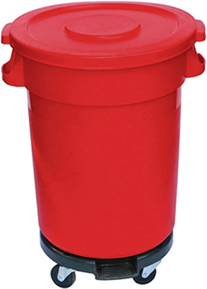 32 Gallon Red Trash Can with Lid and Dolly