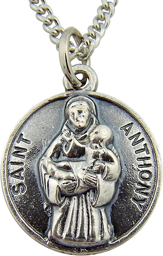 Silver Toned Base Saint Anthony of Padua Patron Lost Articles Medal, 3/4 Inch