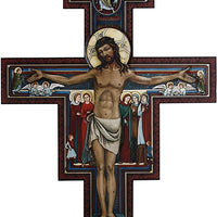 Christian Brands Marco Sevelli Collection-San Damiano Wooden Crucifix with Hanger, 10 x 10-Inch, Multicolor