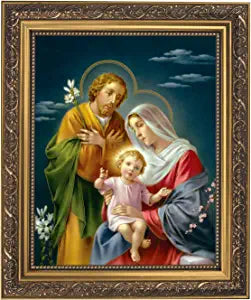 Christian Brand Inspirational Ornate Gold Framed Artwork, 13-Inch, Holy Family