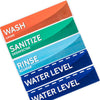 Noble Products Wash, Rinse, Sanitize, and Water Level Permanent Sink Labels