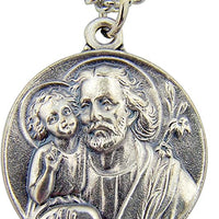 Silver Toned Base Patron Saint Joseph The Worker Father Medal, 7/8 Inch