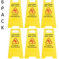 6 Pack Restaurant Caution Wet Mop Bucket Floor Yellow Folding Sign Commercial