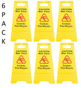 6 Pack Restaurant Caution Wet Mop Bucket Floor Yellow Folding Sign Commercial