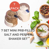 7 SET Mini Salt And Pepper Shaker Set Refillable Hotel Motel, Travel, Camping, Picnic, Outdoors Kitchen Lunch Boxes, Travel Spice Set, Guests, Housekeeping Staff, Salt & Pepper Shaker Set
