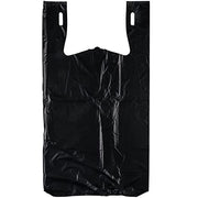 Mil Black Unprinted Embossed Heavy-Duty Plastic T-Shirt Bag - 500/Case1/6 Size .67