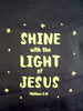 Shine With the Light of Jesus Glow-in-the-Dark Blue Drawstring Bag, 10 Inch x 15 Inch