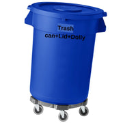 32 Gallon Blue Trash Can with Lid and Dolly