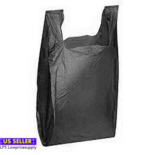 1000 Black Biodegradable Plastic Bags|Eco-Oxo T-Shirt Bag 11,5” x 6" x 21"