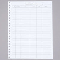 Menu Solutions R020 Reservation Book Replacement Sheets - 50/Pack