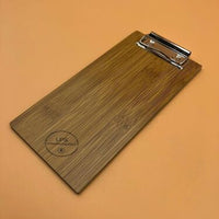 10 Pack - 8"x4" Beige Natural Wood Menu Holders/Check Presenters with Clip Sleek