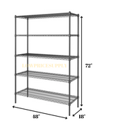 18" x 48" NSF Black Epoxy 5-Shelf Kit with 72" Posts - PREMIUM QUALITY