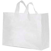 100 Pack - Large Clear Frosted Plastic Shopping Bag - 16 x 6 x 12 Vogue