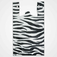 500 PIECE - Zebra Print Design Plastic T-Shirt Bags 11.5"W x 6"D x 21.5"H