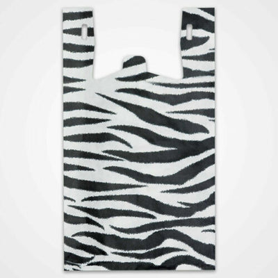 500 PIECE - Zebra Print Design Plastic T-Shirt Bags 11.5