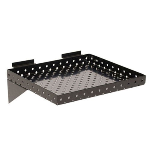 2 Pack Slatwall Perforated Shelf, 12" W x 10" D Black