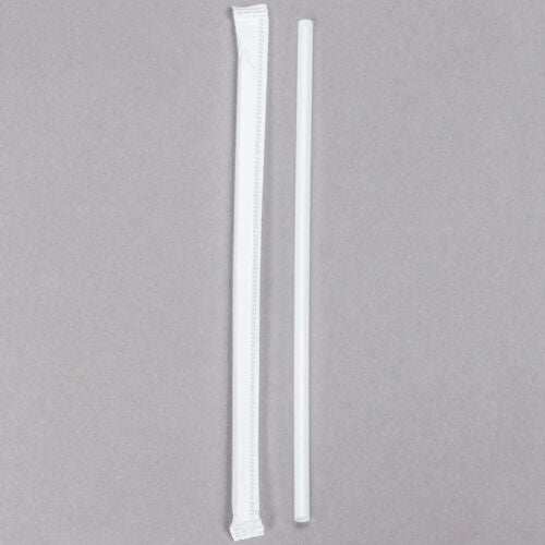 500 CASE 5 3/4" Slim White Wrapped School Milk Straw