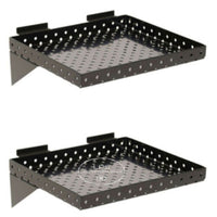 2 Pack Slatwall Perforated Shelf, 12" W x 10" D Black