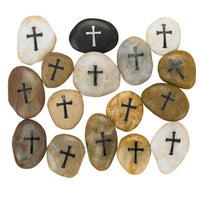Cross Pocket Stones - 12/PK Engraved Religious Worry Stones