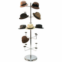 24.5" D x 66" H Hat Millinery Round Stand Retail Store Floor Display Rack 20Caps